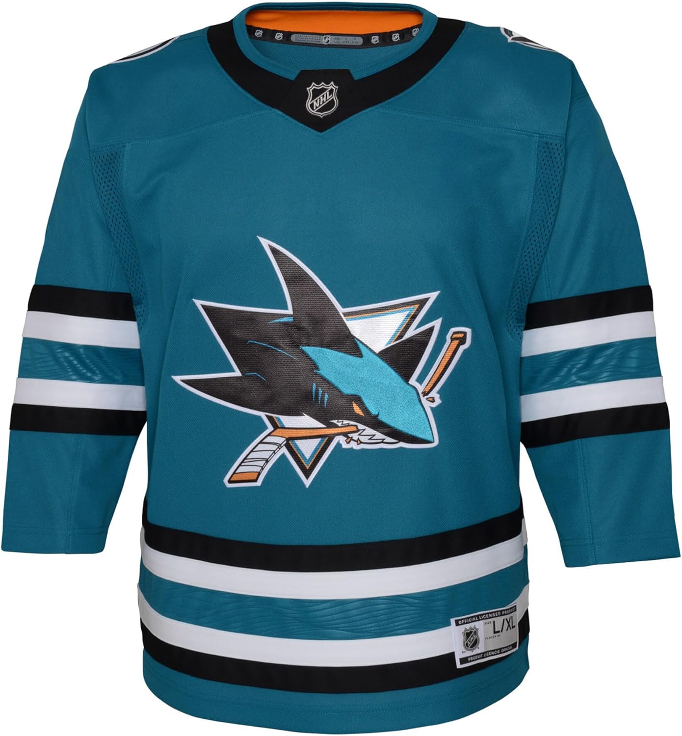 San Jose Sharks Teal Kids Youth 4-20 Home Premier Blank Jersey - Image 2