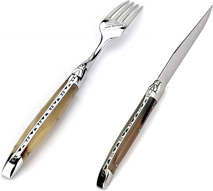 Set 8 Piezas Cuchillos y Tenedores con Mango de Cuerno miniatura 3