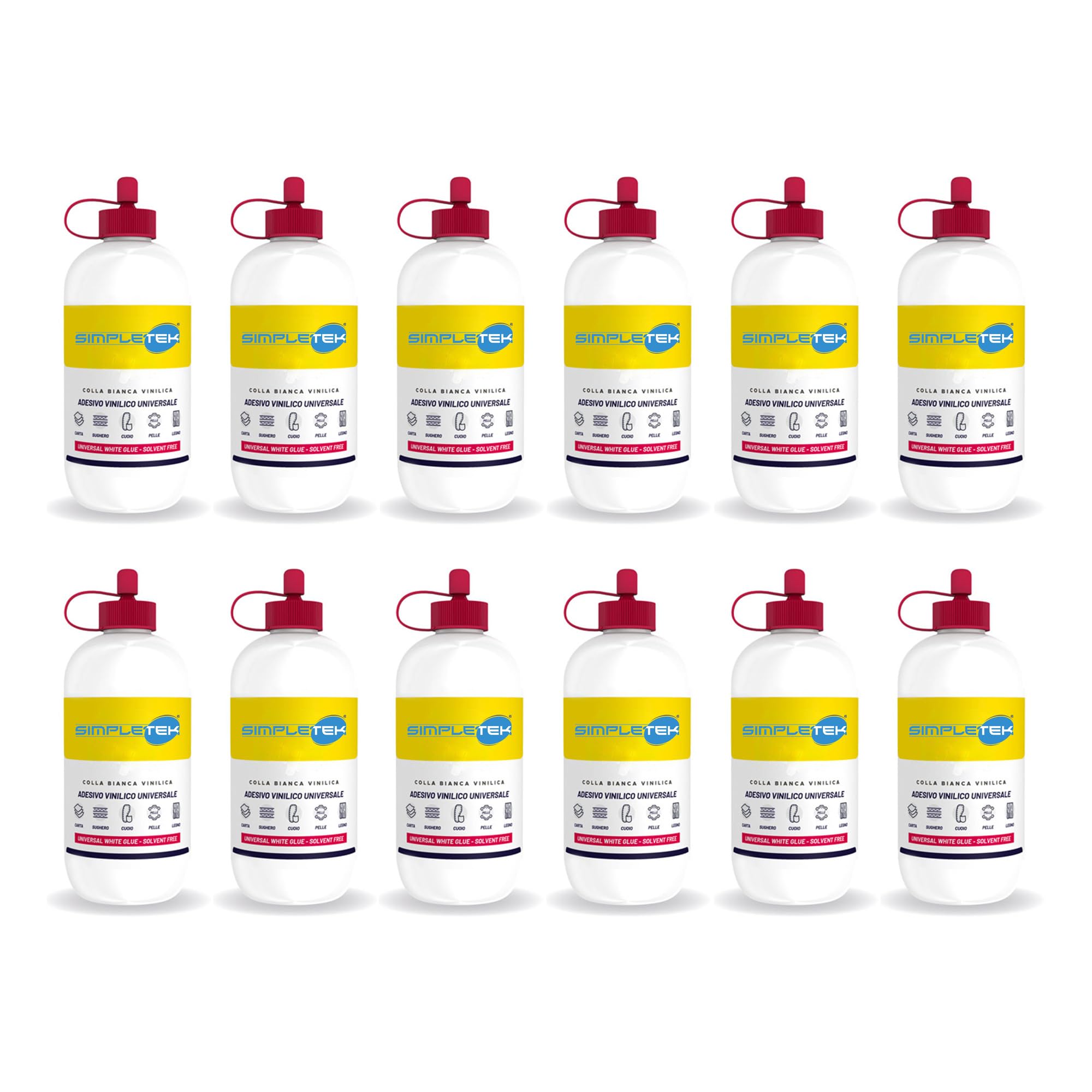 SIMPLETEK - 12 x Colle Vinylique Griffe Vinik - Adhésif universel 100 g par emballage - Total 3 kg - Idéal pour bois, papier, liège et cuir
