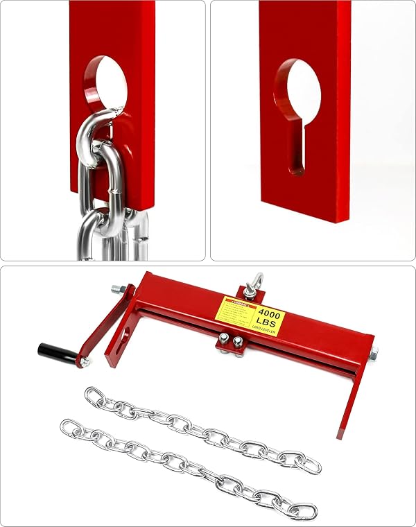 QWORK Engine Load Leveler, 4000lbs Laod Capacity, Heavy Duty Steel Engine Hoist Leveler Shop Crane Lift Hoist with 2 Chains, Red by QWORK - Image 7