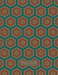 Hexagon Tile Pattern Sketchbook: 1/8 inch (0.125 inch) Hexagonal Paper, 7.44 in x 9.69 in, 50 sheets / 100 pages, Blue, Gray, Coral and Mustard Colors