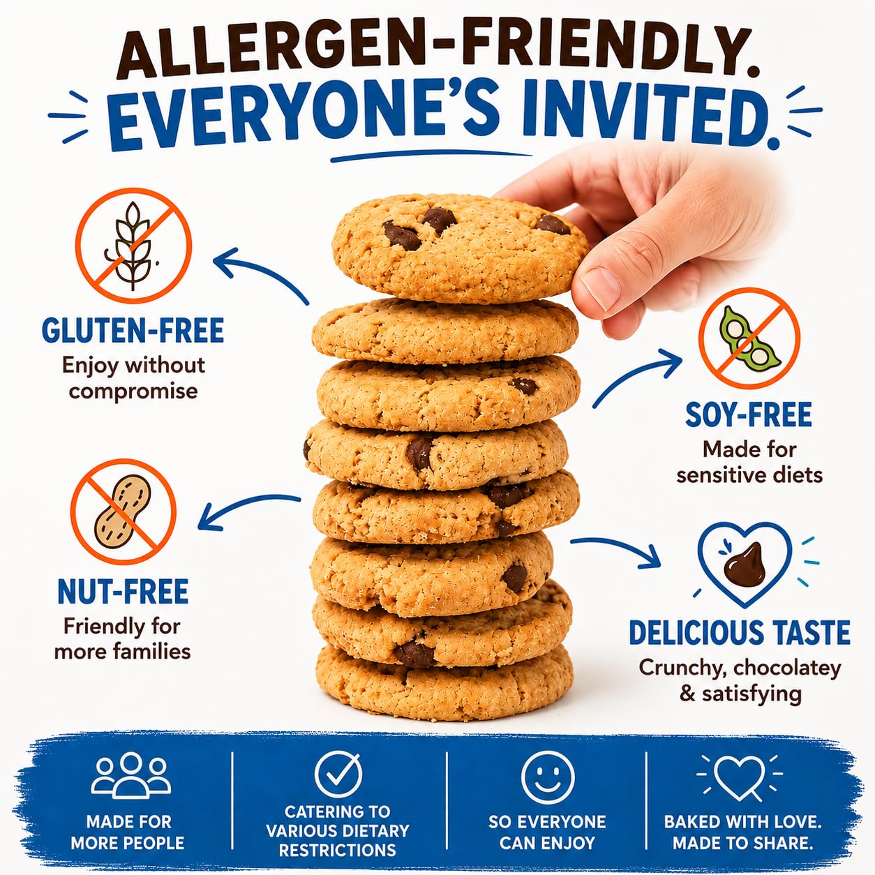 Yumbana Gluten Free Chocolate Chip Cookies - Soy Free, Nut Free Cookies - No Artificial Flavors or Preservatives - Great for Snacks and Parties - 2 Pack image 2