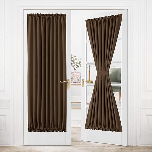 Miniatura 106 de DWCN Cortinas para puerta francesa: cortina térmica con bolsillo para barra para puertas con ventana de cristal, puertas de cocina y patio