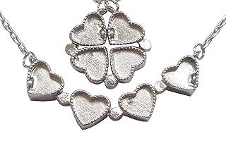 [SHAREKI] ハートから四つ葉のクローバーへ ネックレス ハート 四つ葉 マグネット ペンダント ハートクローバー ツーウェイ ネックレス ハンドメード デコ土台 Heart Clover (シルバー)