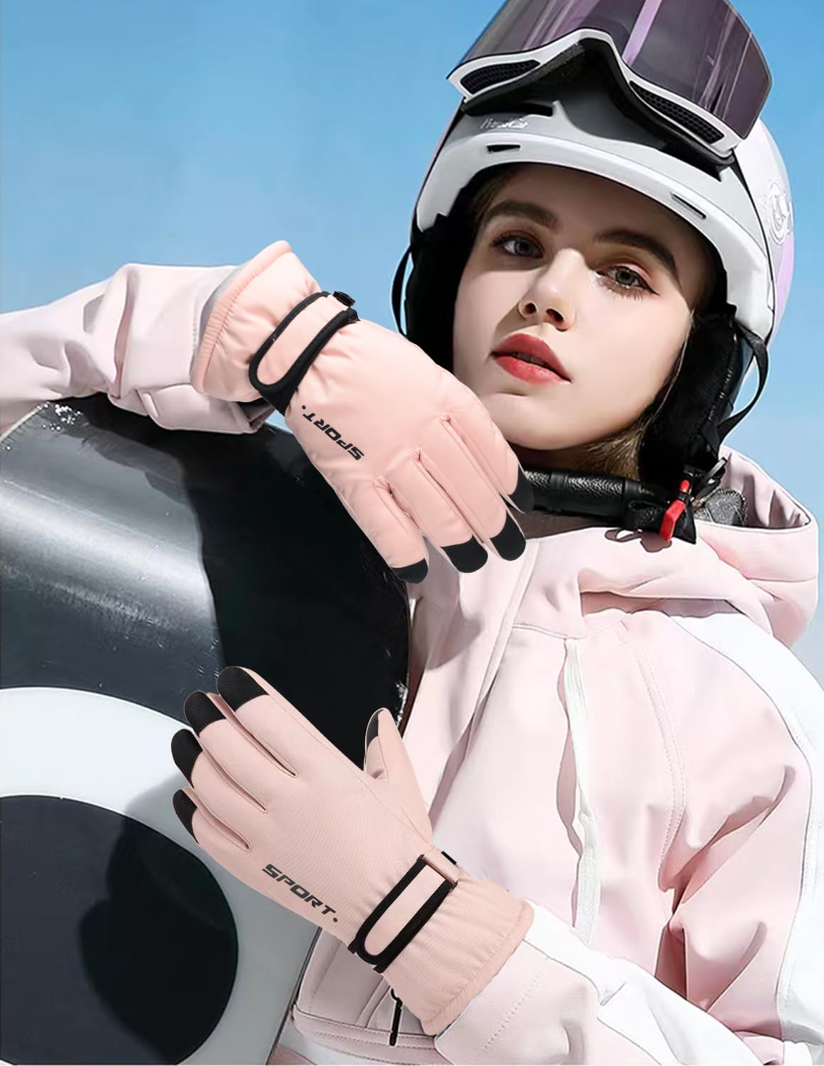 Guantes de Esquí Impermeables Mujer Nieve Invierno - Grueso Térmicos Pantalla Táctil Unisex Snowboard Moto Ciclismo