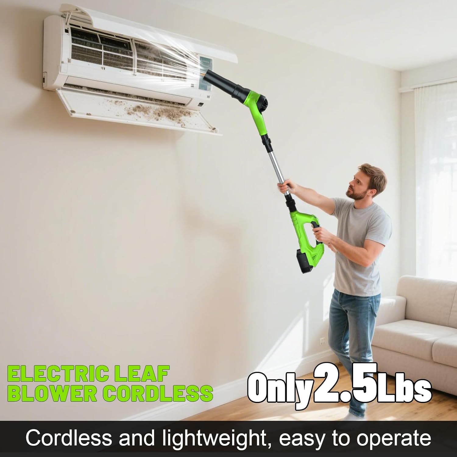 Leaf Blower Cordless, 40V Electric Leaf Blower Cordless with 2 Batteries, Adjustable 300° Multi-Angle Rotation Nozzle 3 Speed Modes 500CFM/180MPH for Lawn Care, Patio, Dust, Leaves, Yard, Car, Gutter