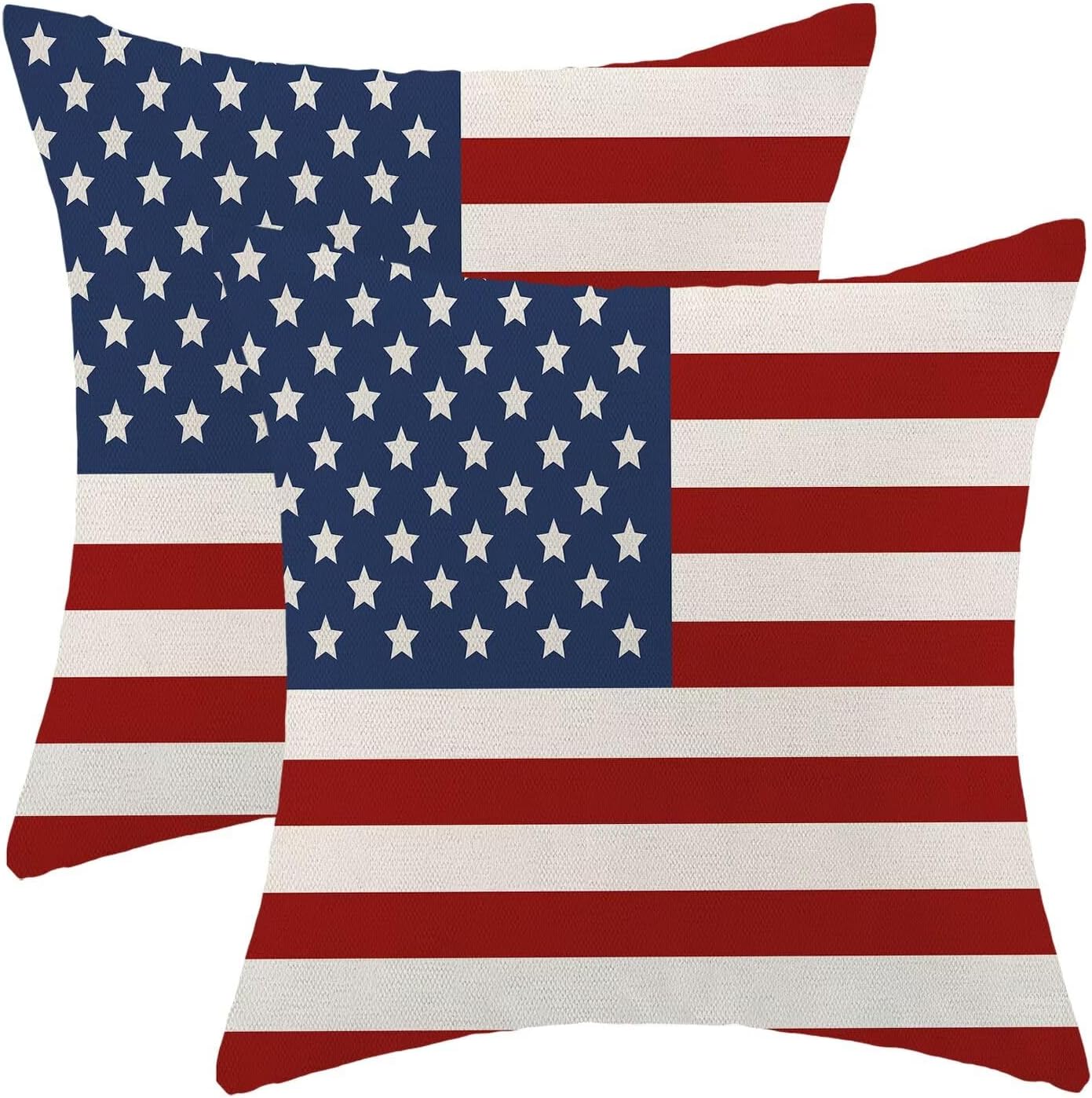 4th of July Patriotic Pillow Covers 24x24 Inch Set of 2, American Flag Decorative Throw Pillowcase Independence Day Stars and Stripes Outdoor Cushion Cover for Sofa Couch Living Room Bed Decor