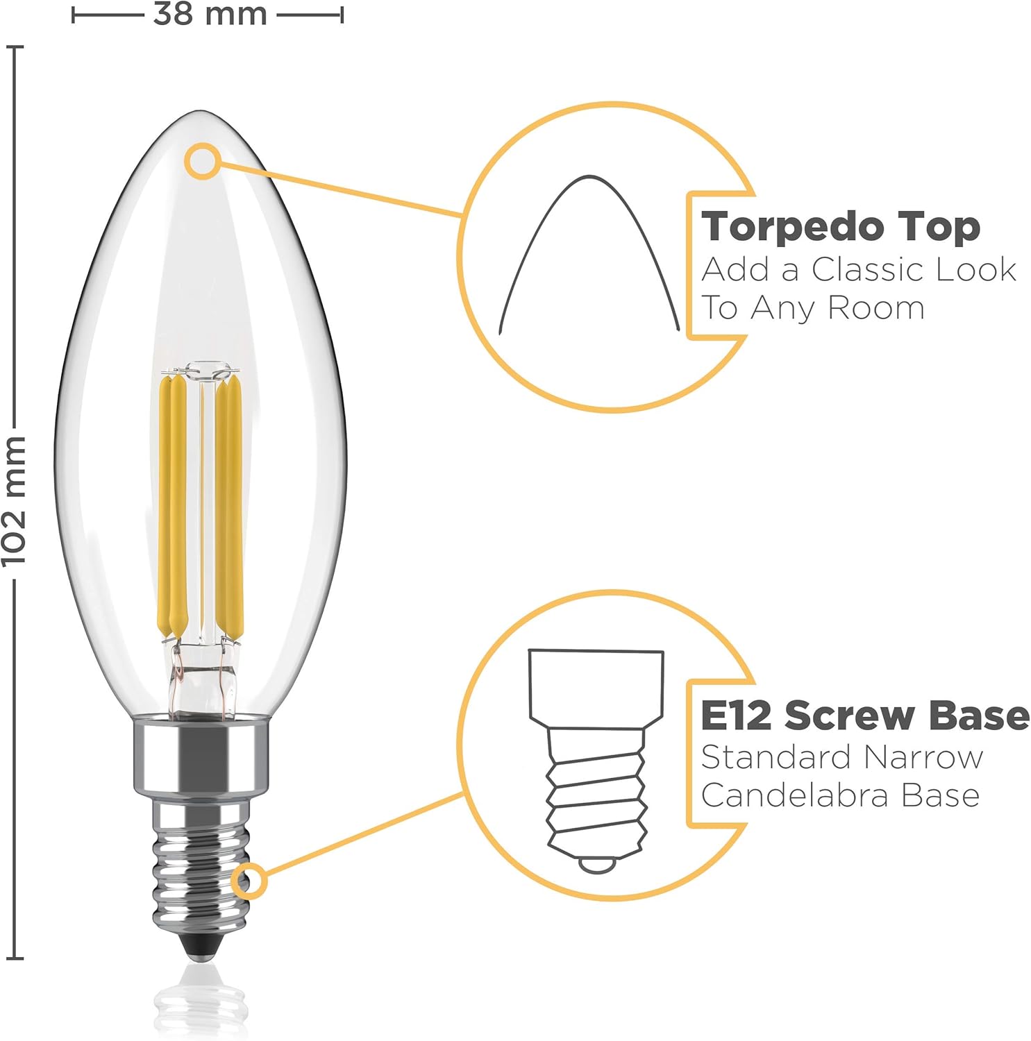 Crazy Clearance Dimmable E12 LED Candelabra Bulb Set - 4W, 40W Equivalent - 2700K Warm White - Small Base Vintage Style Candle Lightbulb for Chandelier, Ceiling Fan, Sconce, Desk Lamp or Porch Lights - Pack of 12 Best Cyber Deals 🔥 Dimmable E12 LED Candelabra Bulb Set - 4W, 40W Equivalent - 2700K Warm White - Small Base Vintage Style Candle Lightbulb for Chandelier, Ceiling Fan, Sconce, Desk Lamp or Porch Lights - Pack of 12