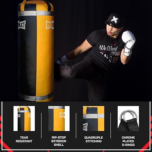 Miniatura 3 de PROLAST Saco de boxeo pesado de 4 pies XL de 135 libras para adultos, boxeo, artes marciales, Muay Thai, equipo de entrenamiento de fuerza, logotipo