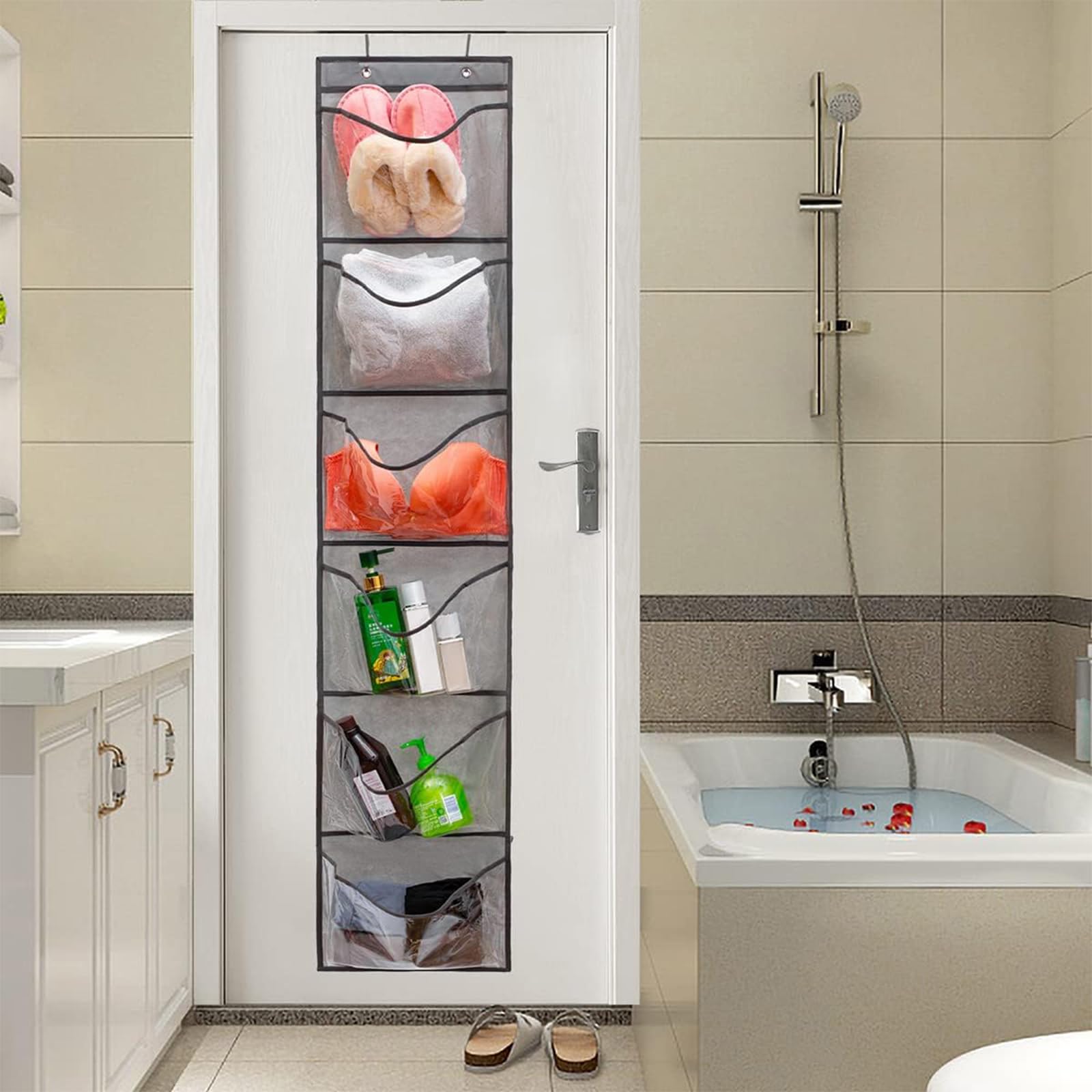 Hängeregal Tür Hängeorganizer Hängeaufbewahrung Schrank Tür Organizer Kuscheltier Aufbewahrung Bad Organizer Hängend Türorganizer Stoff Taschenorganizer 5 Netztaschen für Spind Organisation 1 Stück Küche, Haushalt & Wohnen