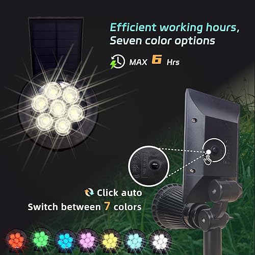 Miniatura 3 de Foco solar de 7 luces LED 2 en 1, impermeables, solares ajustables para exteriores, césped, jardín, patio, terraza, entrada (paquete de 2)