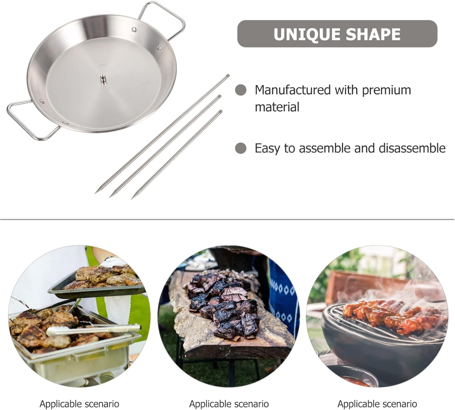 Hemoton 1set Detachable Stainless Steel Vertical Grill Rack for Bbq Roasting Meat and Picnic Use Includes Removable Skewers for and Cleaning