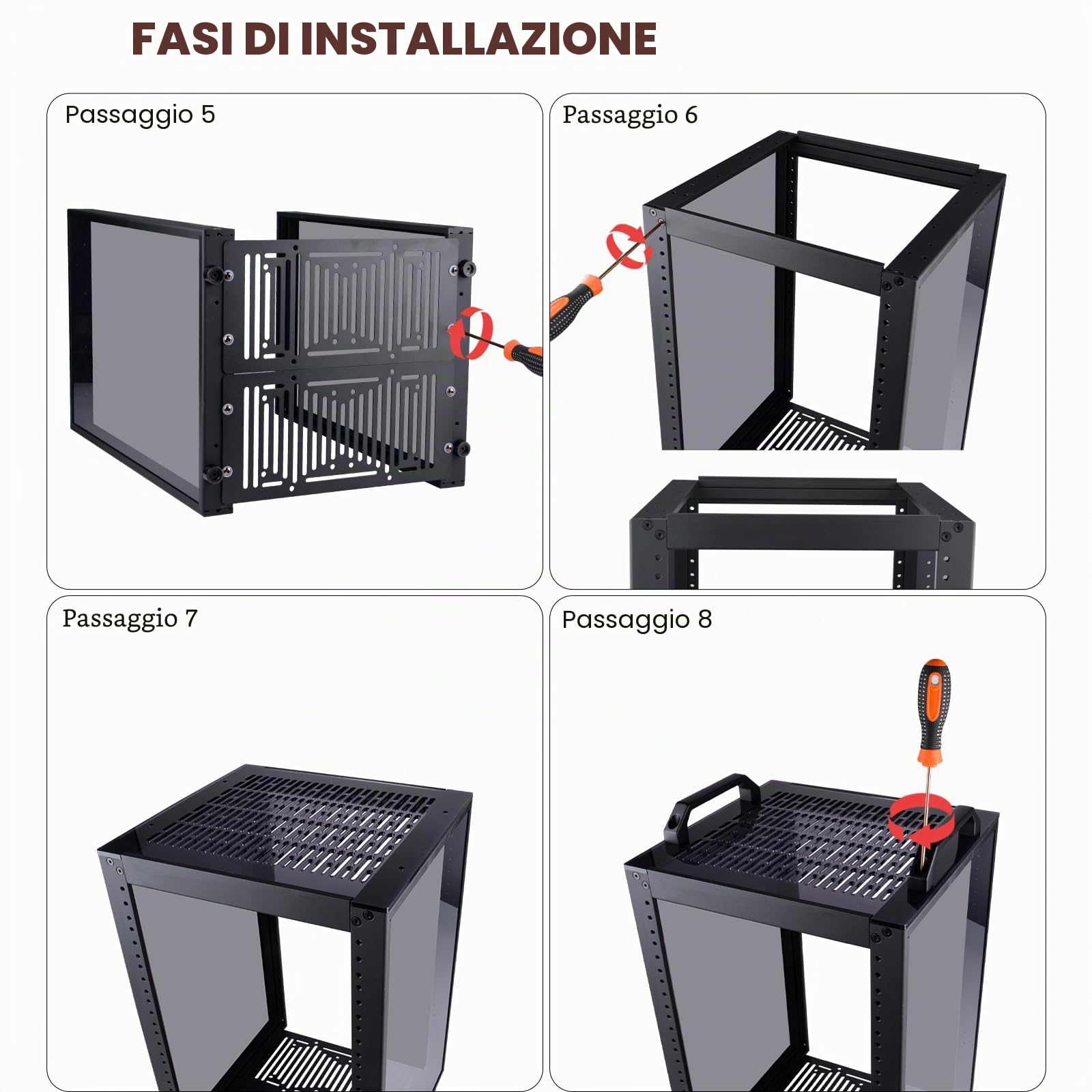 GeeekPi DeskPi RackMate T1 Plus, rack di rete 8U per server, rete, apparecchiature A/V, profondità 260 mm, colore nero