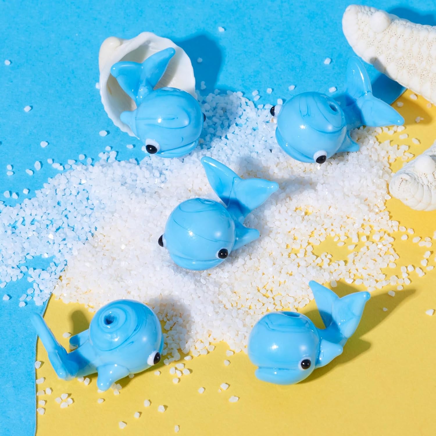 Pandahall 5Pcs Lampwork Whale Beads Handmade Blue Cute Cartoon Whale Fish Beads Glass Crystal Ocean Sea Animal Bead Loose Spacer Bead for DIY Bracelet Necklace Earring Jewelry Making - Image 2