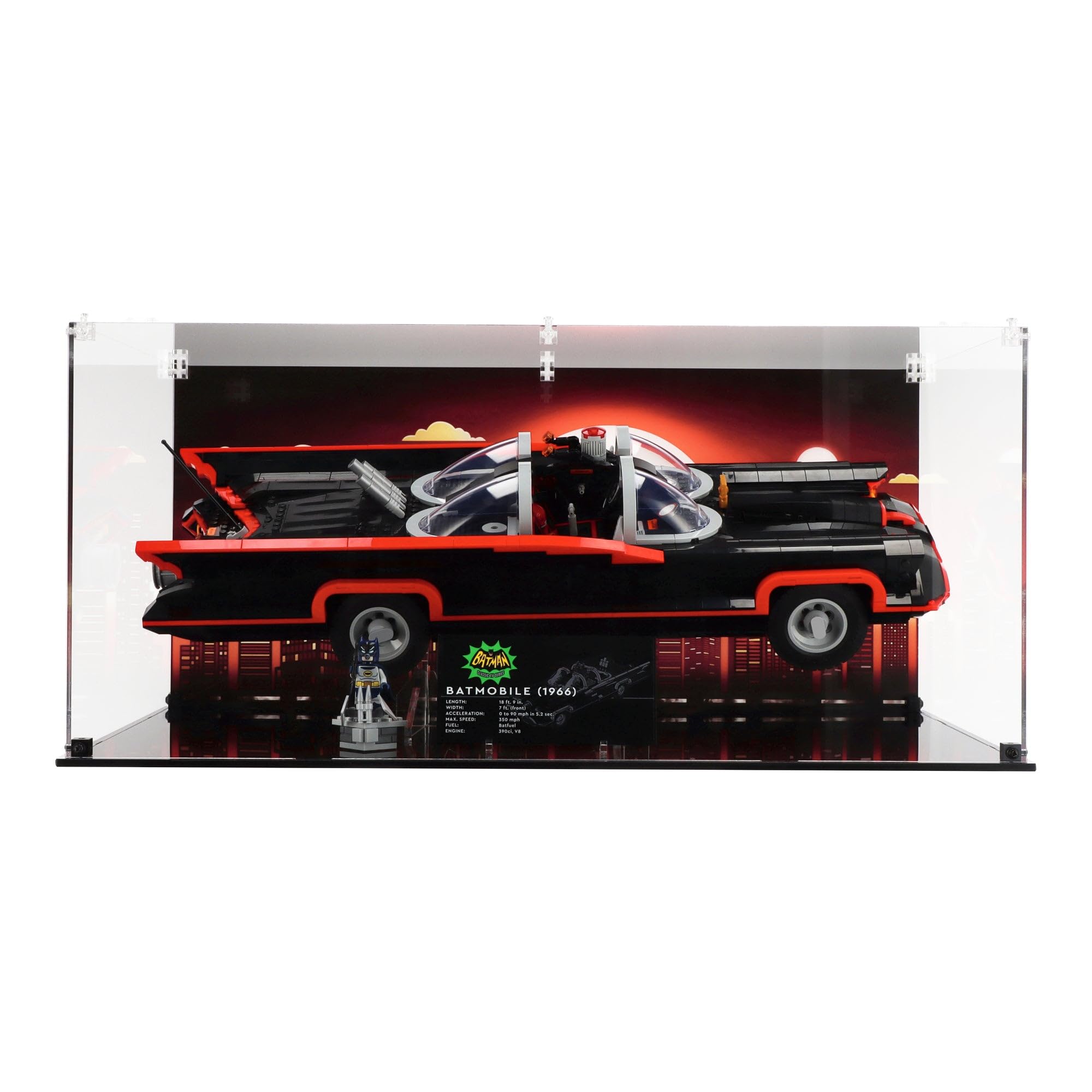 Plexico Black Display Case Compatible With Lego 76328 Batman: The Classic Tv Series Batmobile - (Printed Back Panel)