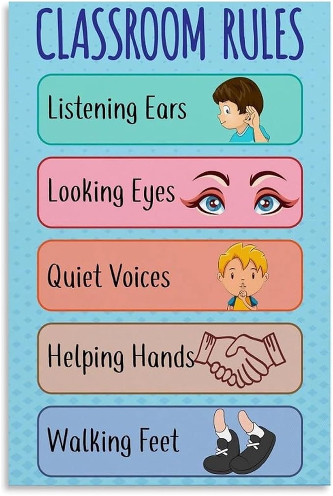 PKNVKZIDK Visual Rules for Classroom Poster 5 Expectations Chart Preschool Elementary Behavior Management Tool for Teaching