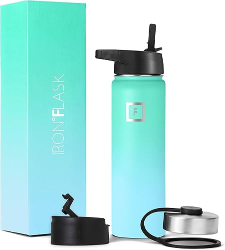 Miniatura 87 de IRON °FLASK Frasco de hidratación para acampar y senderismo con pajilla, botella de agua deportiva de acero inoxidable con aislamiento de boca