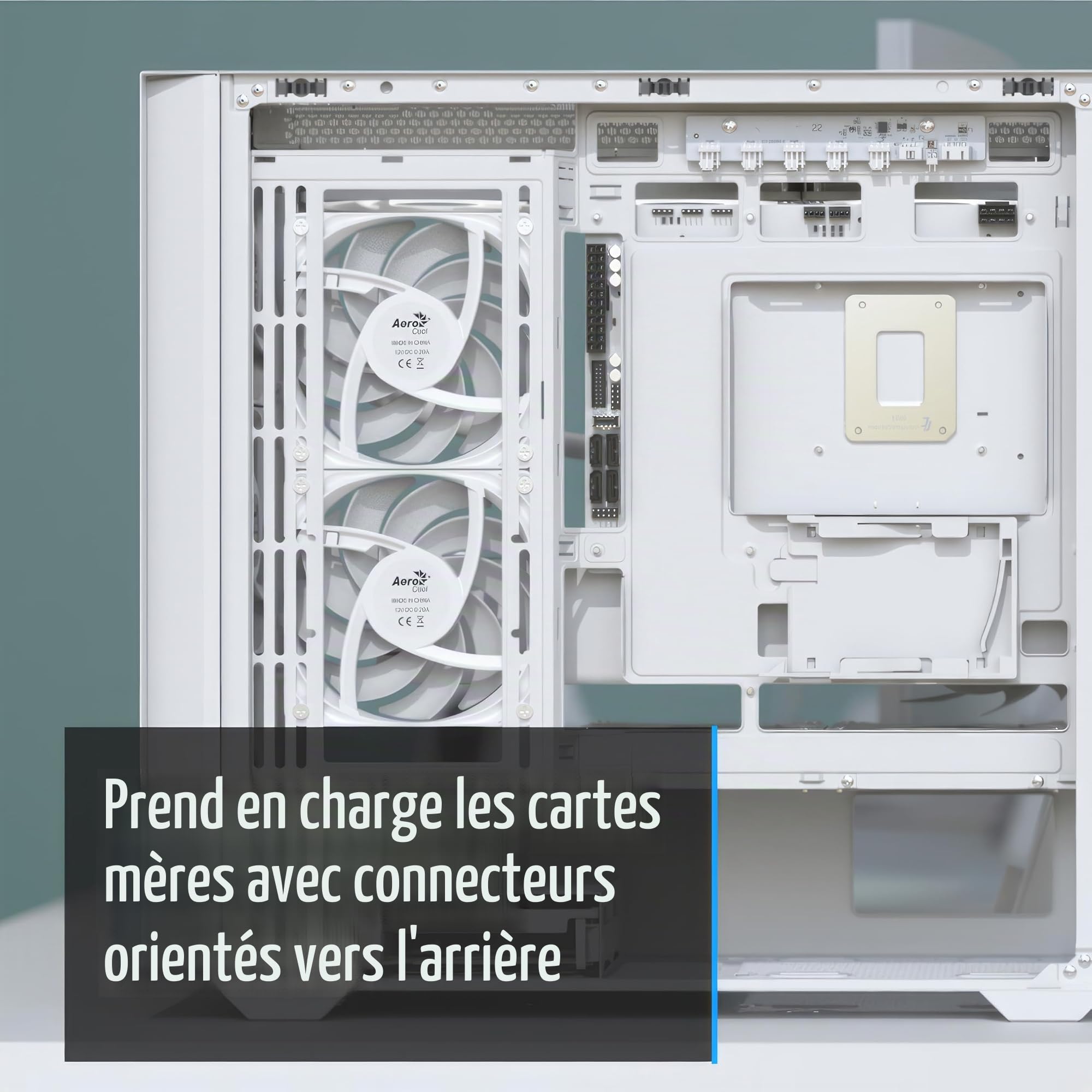 AeroCool Mini boîtier tour D302A, support de radiateur de 360 mm, 11 emplacements pour ventilateurs, carte graphique 410 mm, carte mère m-ATX/mini-ITX orientée vers l'arrière, USB Type-C, filtre