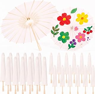 Eccliy 24 Pack White Paper Umbrellas for Wedding DIY Painting, 11.8/15.8 in