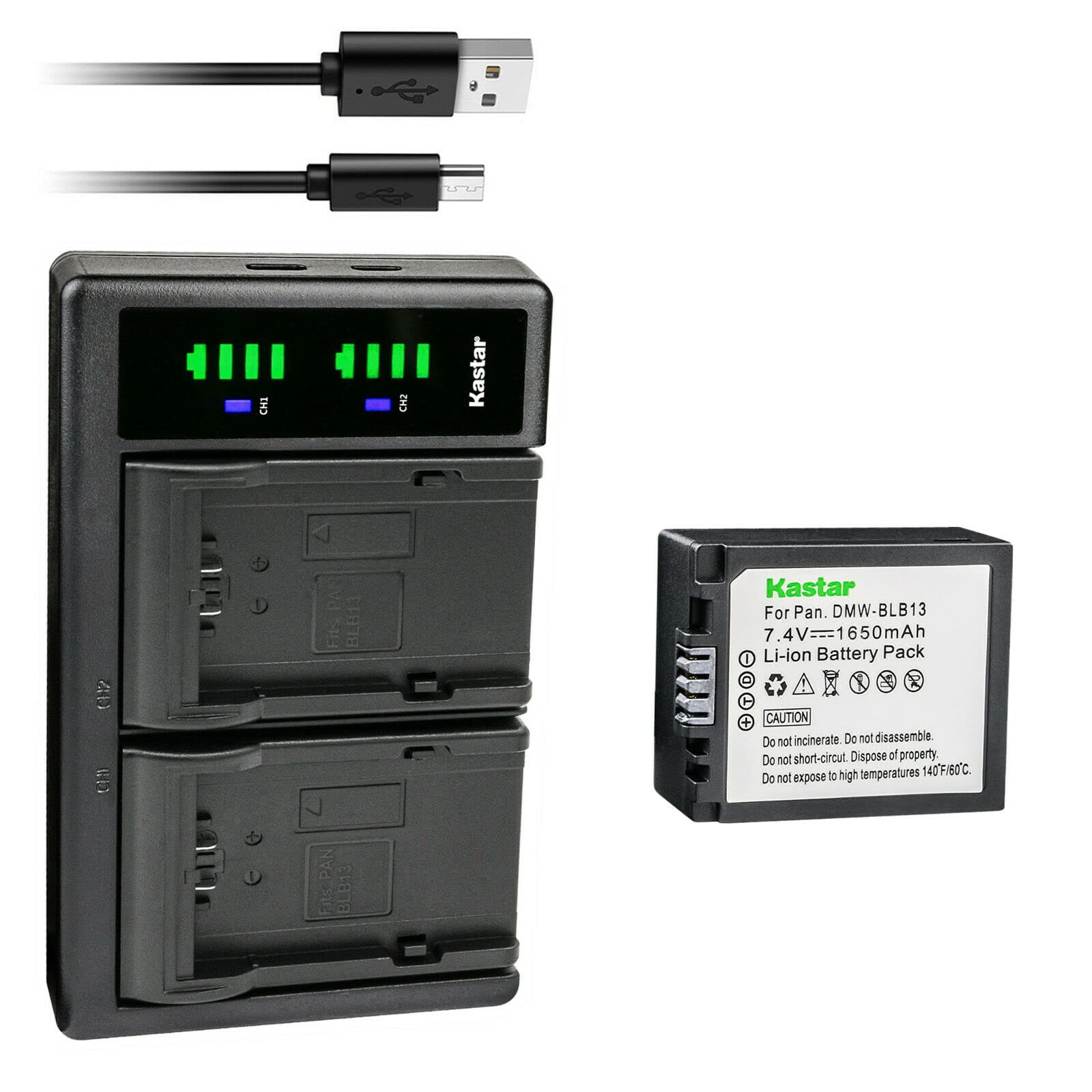 Kastar 1-Pack DMW-BLB13 Battery and LTD2 USB Charger Replacement for Panasonic Lumix DMC-GH1 DMC-GH1K DMC-GH1R DMC-GH1PP, Lumix DMC-G1 DMC-G1A DMC-G1R