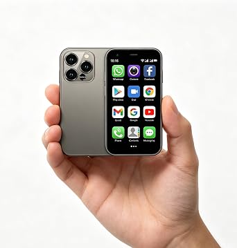 Worlds Smallest Mini Smartphone, 3.0 Inch HD Screen Android 8.1 Compact Pocket Phone | Quad-Core, Dual SIM, Face ID, 2GB+16GB Storage, Ideal Small Cell Phone for Kids & Students Grey