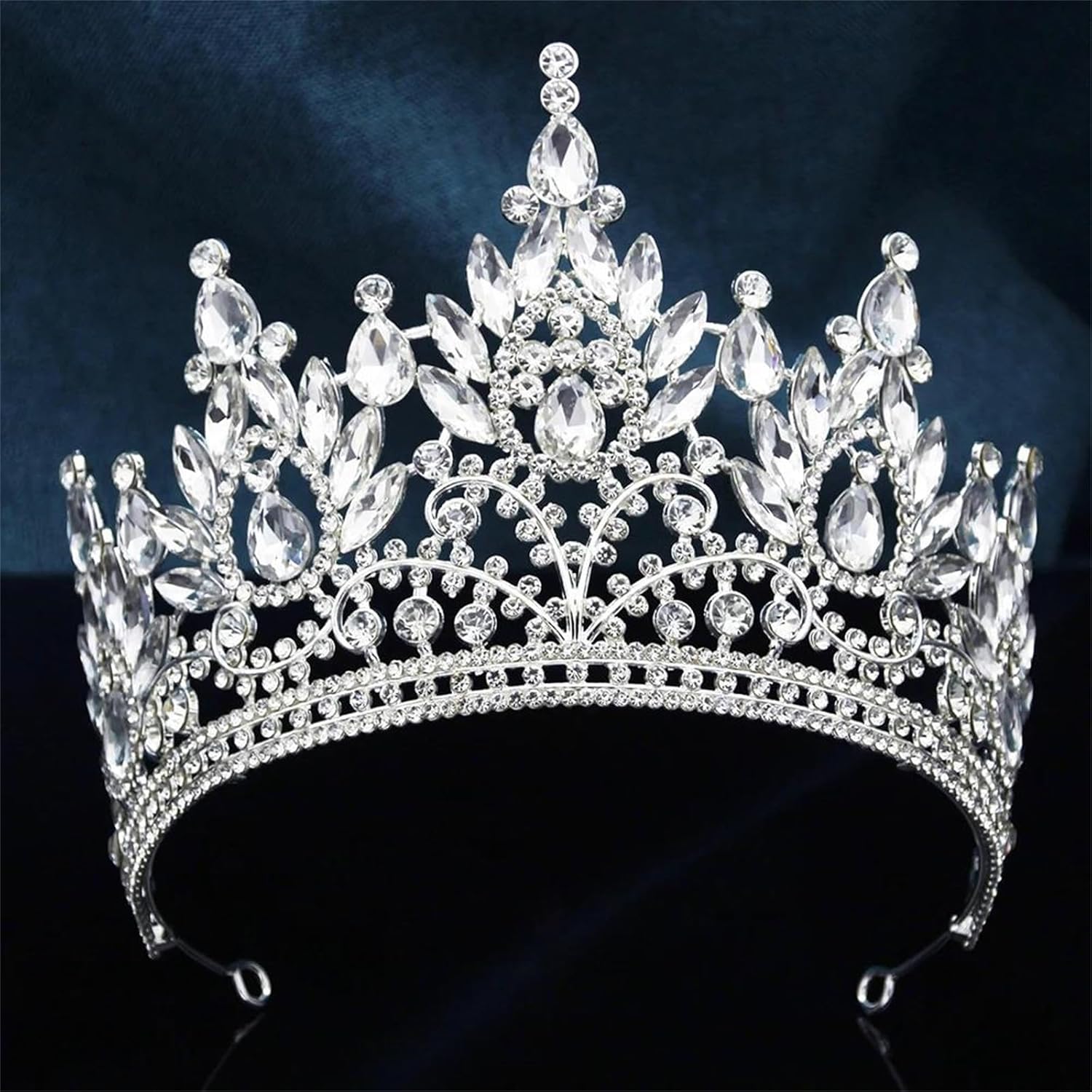 Large Pink Crystal Tiara Crown For Women Tall Rhinestone Queen Princess Headpiece Bridal Wedding Prom Pageant Hair Accessories