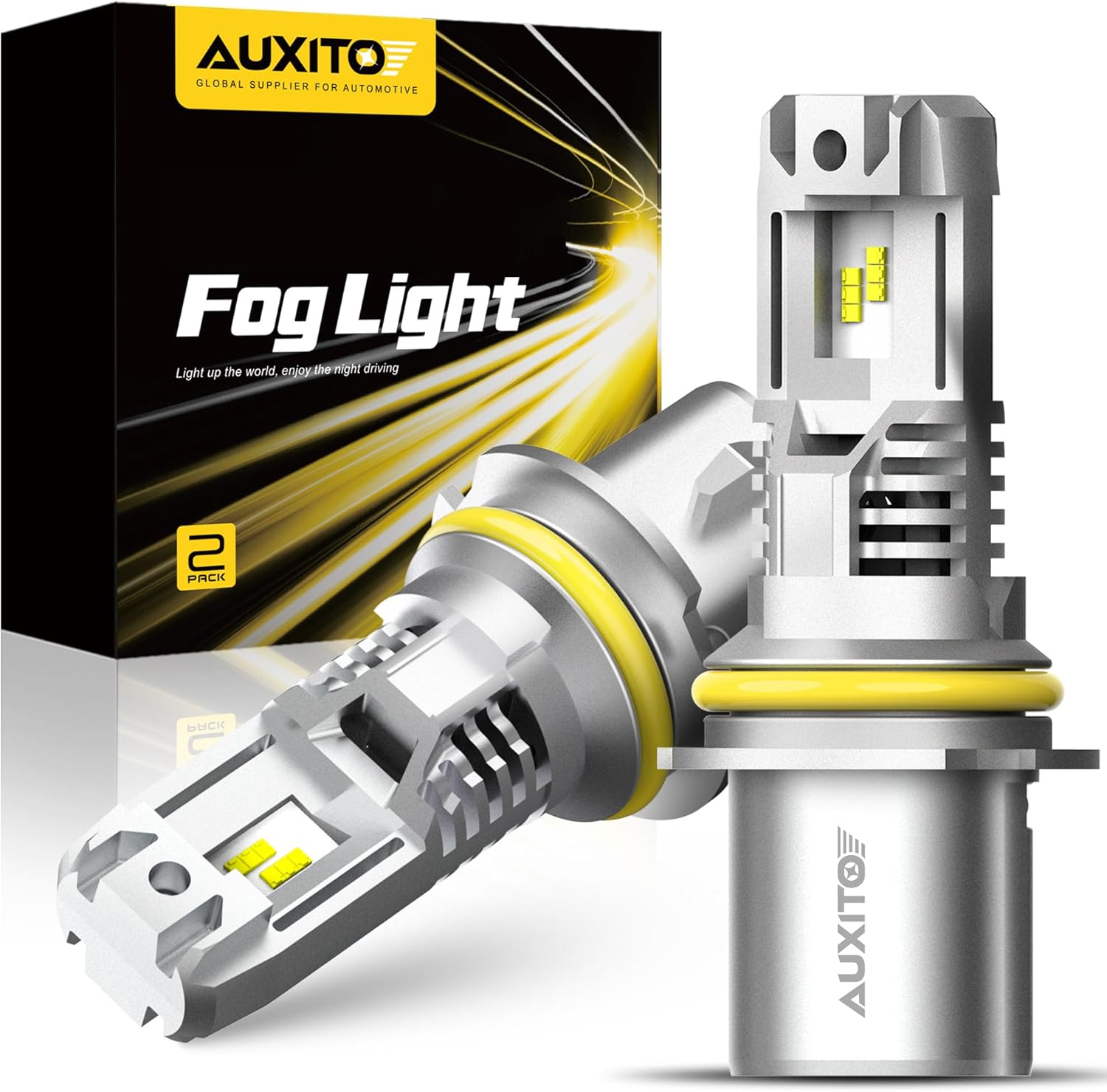 AUXITO 9007 Bulbs, 6500K Cool White 20000LM Per Set, Wireless HB5 Halogen Raplacement Fog Lights, Plug and Play, Canbus Ready, Pack of 2