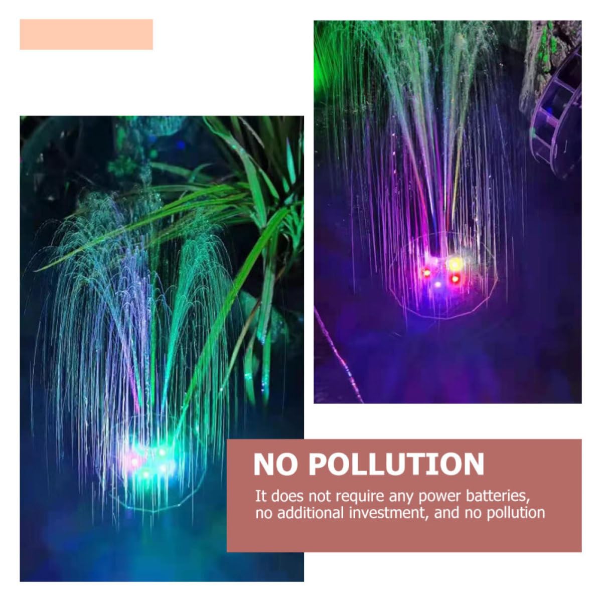 Pompa Solare per Fontana Led, Batteria 1800mah, Nero