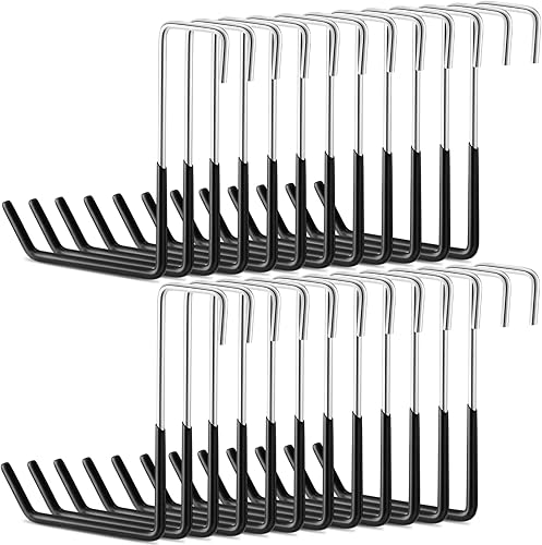24 ganchos grandes en forma de S, ganchos recubiertos de vinilo resistente para garaje, bicicleta, revestimiento antideslizante, organizador de