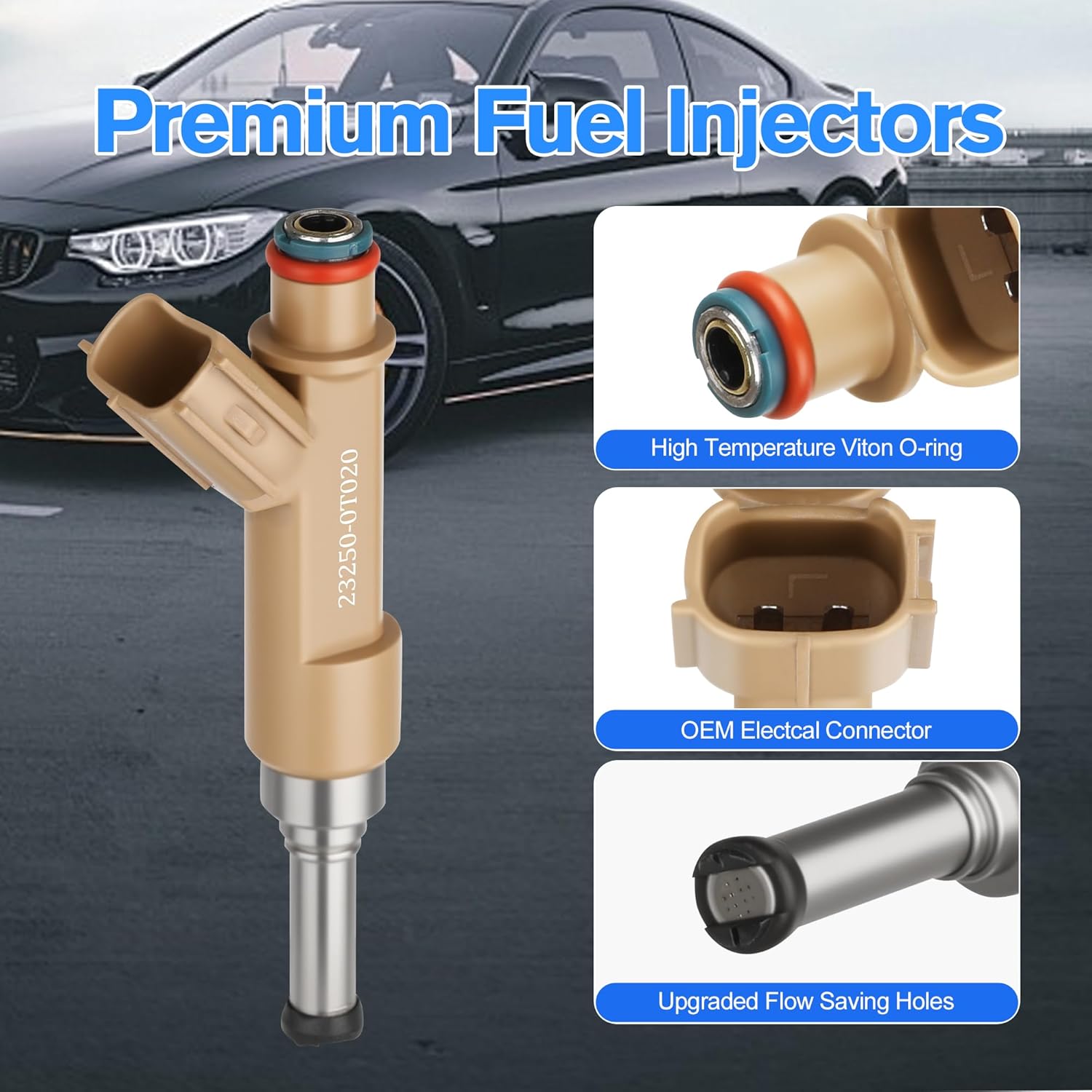 Pack of 4 Fuel Injector Compatible with Toyota Corolla 1.8L 2009-2018,Matrix 2009-2013,Compatible with Scion xD 2008-2014,12 Holes, Replace Part OE 23250-0T020,23209-09140
