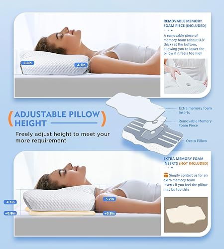 Miniatura 4 de Osteo Almohada cervical para aliviar el dolor de cuello, diseño hueco, almohadas de espuma viscoelástica sin olor con funda de enfriamiento,