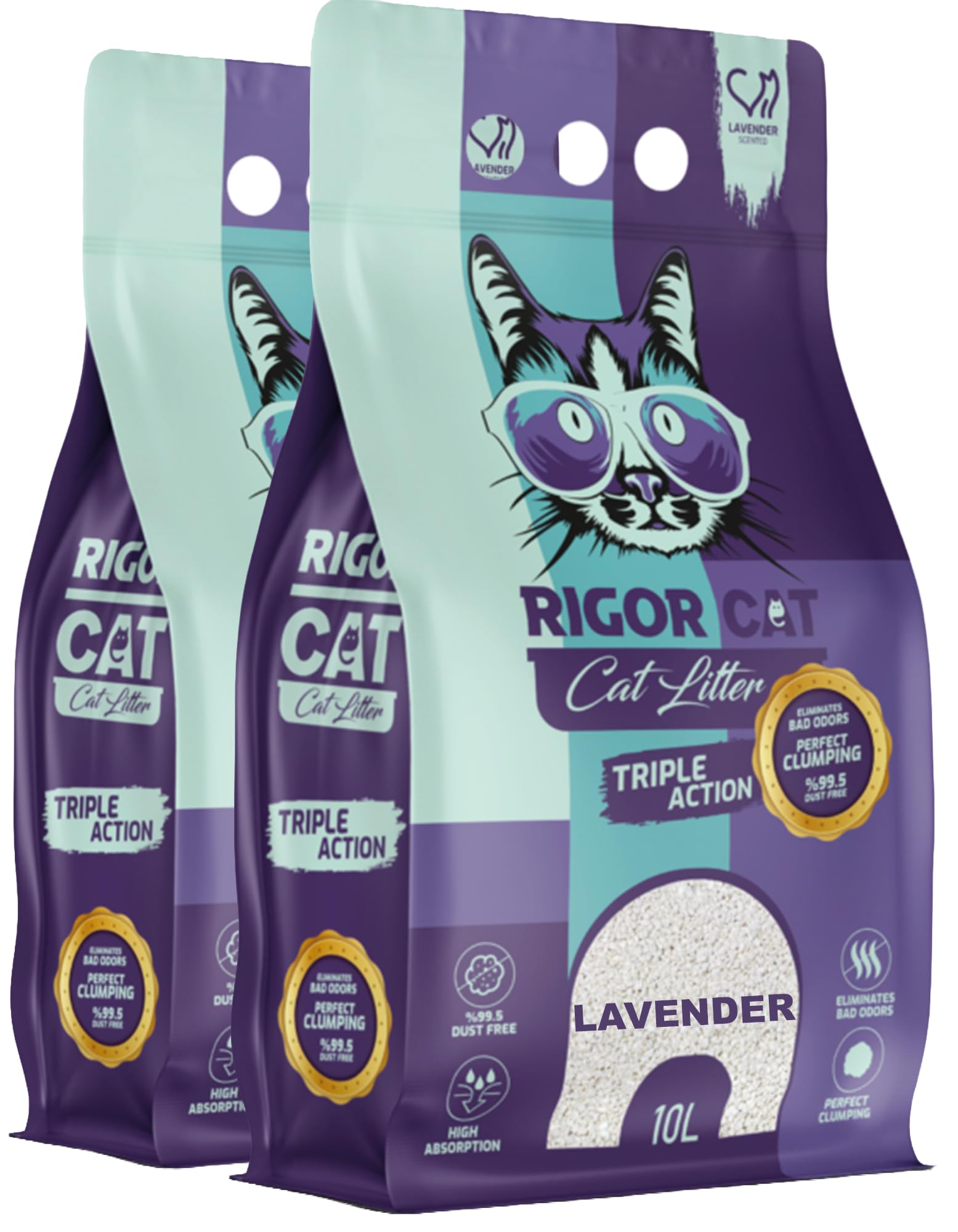 Ultra Clumping Cat Litter - Low Dust, High Absorption, Lavender scent, 20L, Easy Scooping, Powerful Odour Control, Gentle on Paws