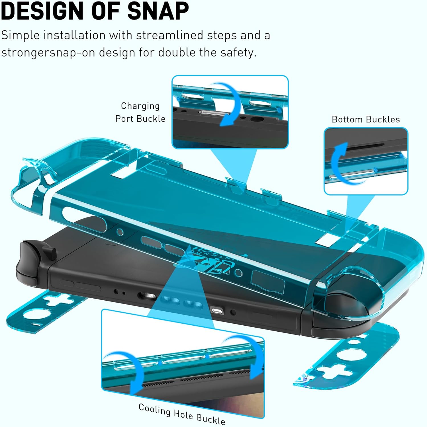 [Improved Version] Compatible with Nintendo Switch 2 Dockable Case Clear-Blue Hardshell, Ultra-Thin Switch 2 2025 Protective Cover Skin, Transparent Easy Docking Charging Dock - Image 5