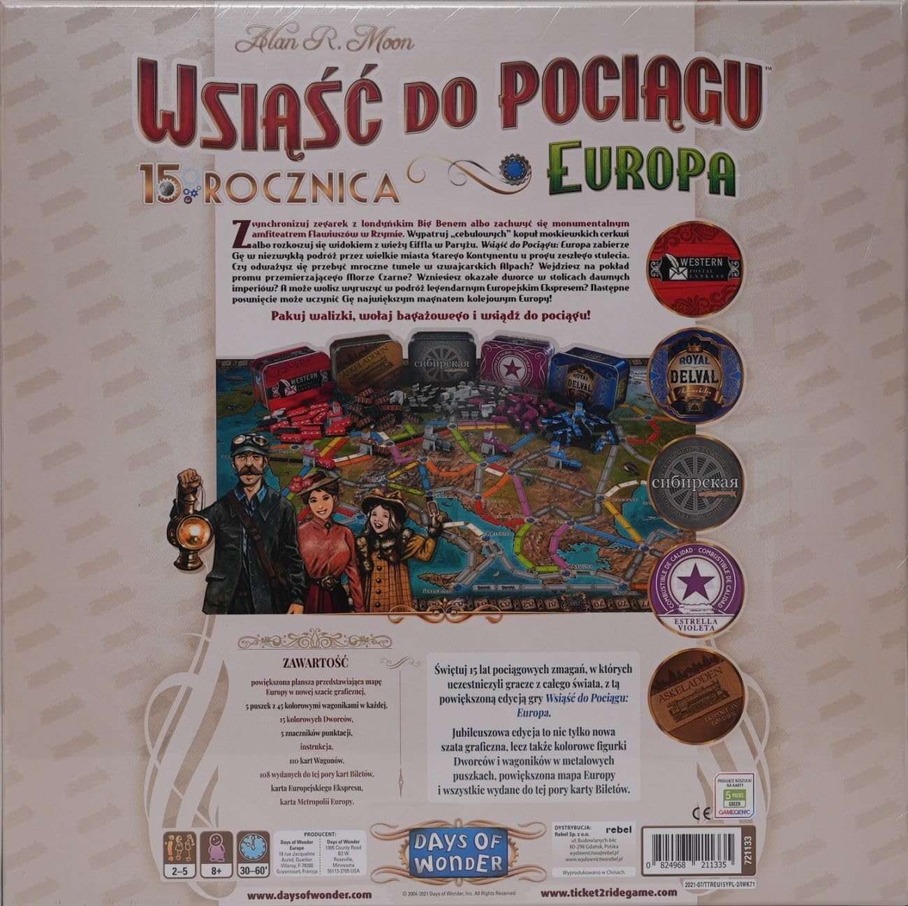 Rebel | Wsiąść do Pociągu: Europa 15 rocznica (edycja polska) Gra Planszowa | Dla dzieci i dorosłych | Rodzinna | Wiek 8+