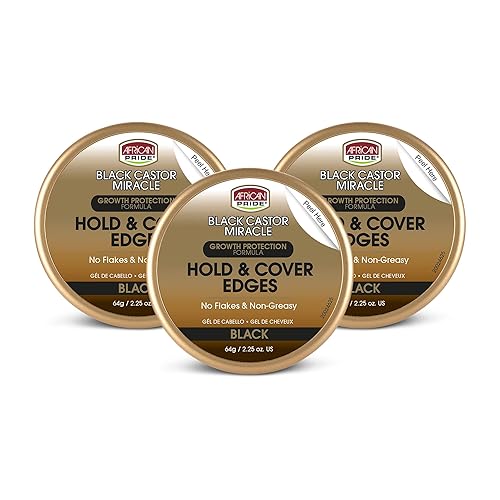 Miniatura 8 de African Pride Bordes milagros de ricino negro para sujetar y cubrir bordes - Desliza y controla bordes cubre grises rellena áreas de adelgazamiento