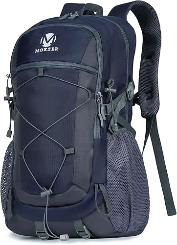 Mochila de senderismo, 40 L, ligera, impermeable, mochila de camping para hombres y mujeres, bolsa de viaje para deportes al aire libre, Azul,