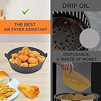 Vista 5 de Forros de silicona reutilizables para freidora de aire de 1 a 2 cuartos de galón, paquete de 3 forros redondos antiadherentes para freidora de aire