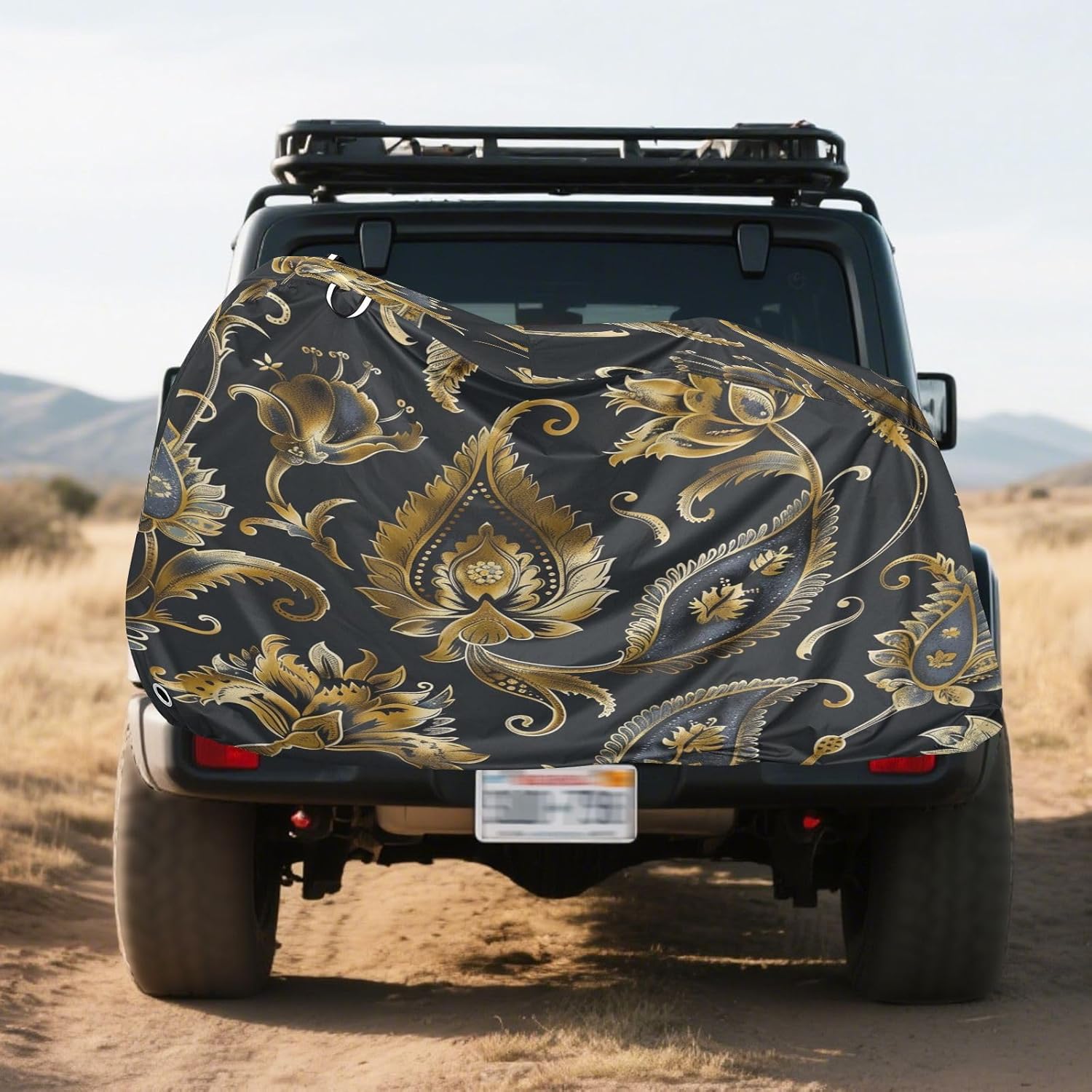 ALAZA Gold Paisley Bike Cover Waterproof Outdoor Ebike Bicycle Covers Tarp Protection for 1/2 Bikes, Sun UV Dust Wind Proof