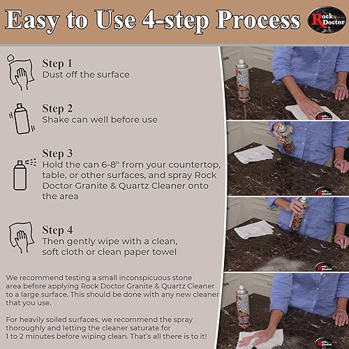 Miniatura 4 de Rock Doctor Limpiador de granito  Limpia y renueva superficies  Spray limpiador de superficies 18 onzas limpiador de encimera de granitomármol