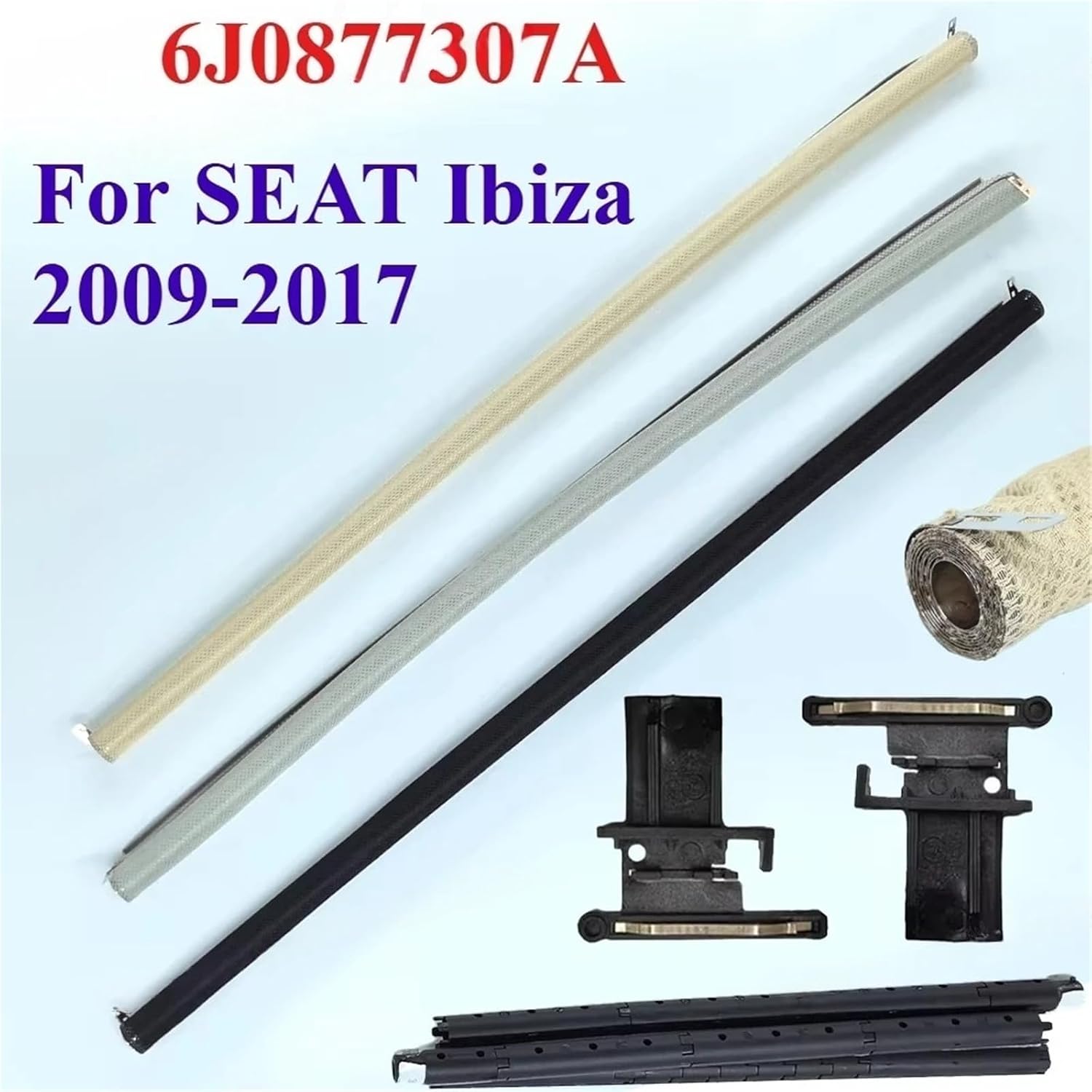 for SEAT Ibiza 2009 2010 2011 2012 2013 2014 2015 2016 2017 Skylight Shutter Sunroof Sunshade Shade Curtain Cover 6J0877307A(Black and Tube)