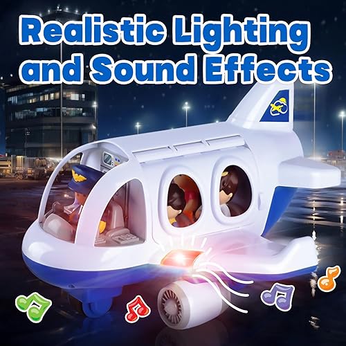 Miniatura 5 de PLAY Juguete de avión para niños Juguetes de avión de viaje para niños mayores de 2 años con figuras pequeñas y portaequipaje, avión de juguete