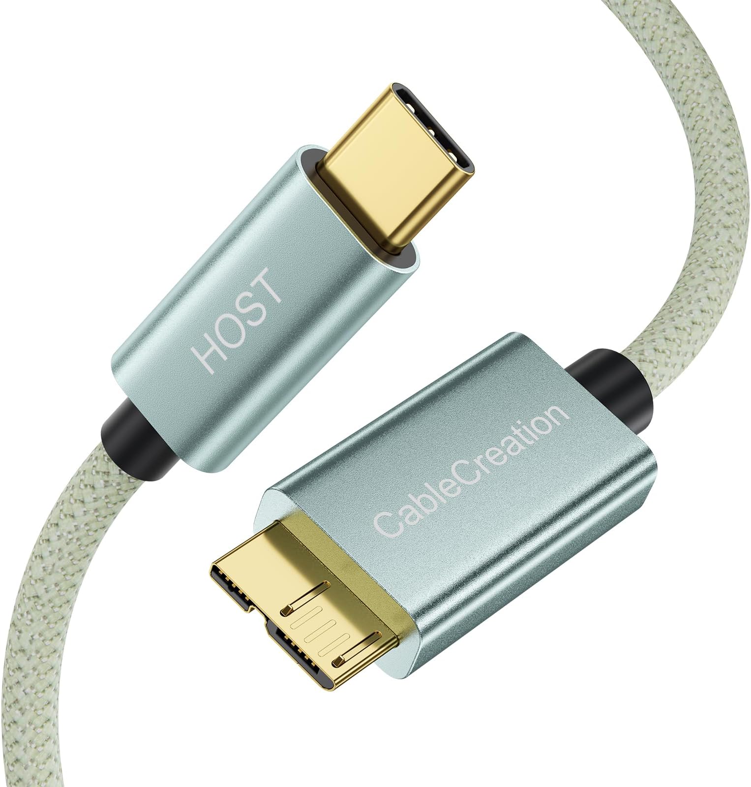 CableCreation Short Micro B to USB C Cable 1FT, USB 3.1 C to USB Micro B Cable 10Gbps USB C to External Hard Drive Cord Compatible with MacBook Pro Air Galaxy S5 My Passport Elements etc, Greenโฆ