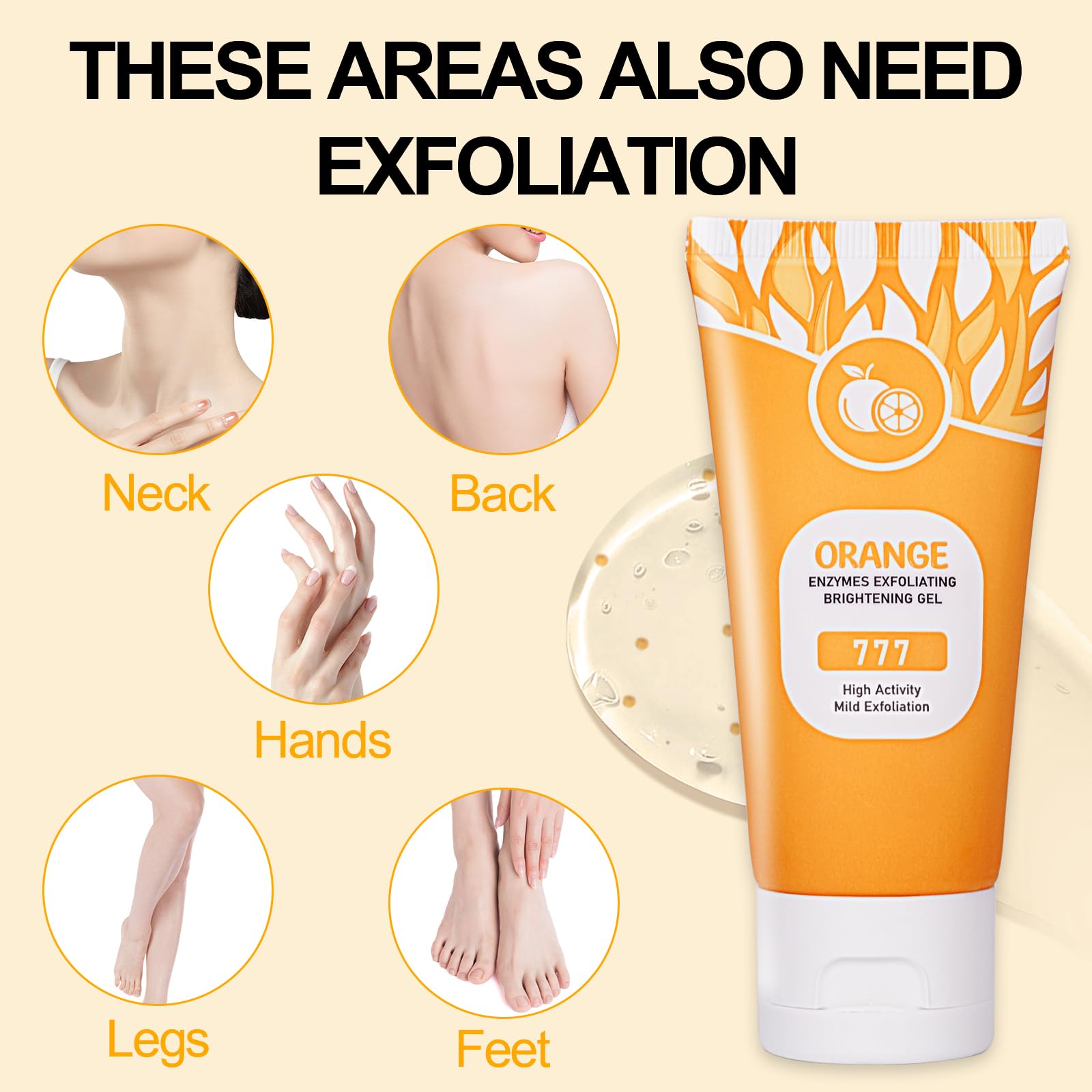 Orange Exfoliating Gel, Orange Exfoliating Face Scrub, Gentle Purifying Peeling Gel, Deep Cleansing Face and Body Exfoliation - Image 4