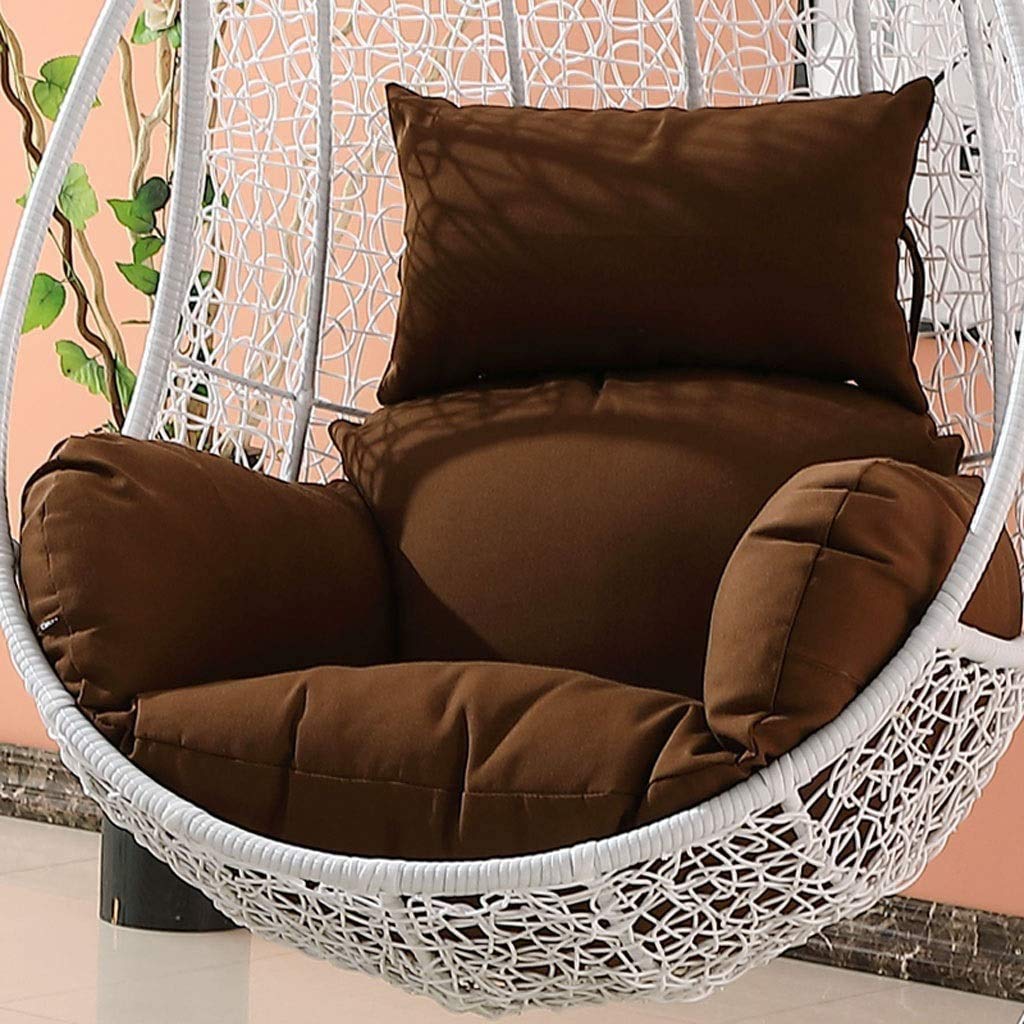 Genérico Cojines para sillas: Silla Colgante de Mimbre Impermeable para Exteriores con cojín marrón en Forma de Huevo - Muebles de Patio Elegantes para Relajarse y sentirse cómodo
