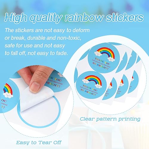 Miniatura 3 de joycraft 60 calcomanías de agradecimiento de arcoíris, calcomanías redondas autoadhesivas azules de 2 pulgadas, calcomanías de regalo personalizadas