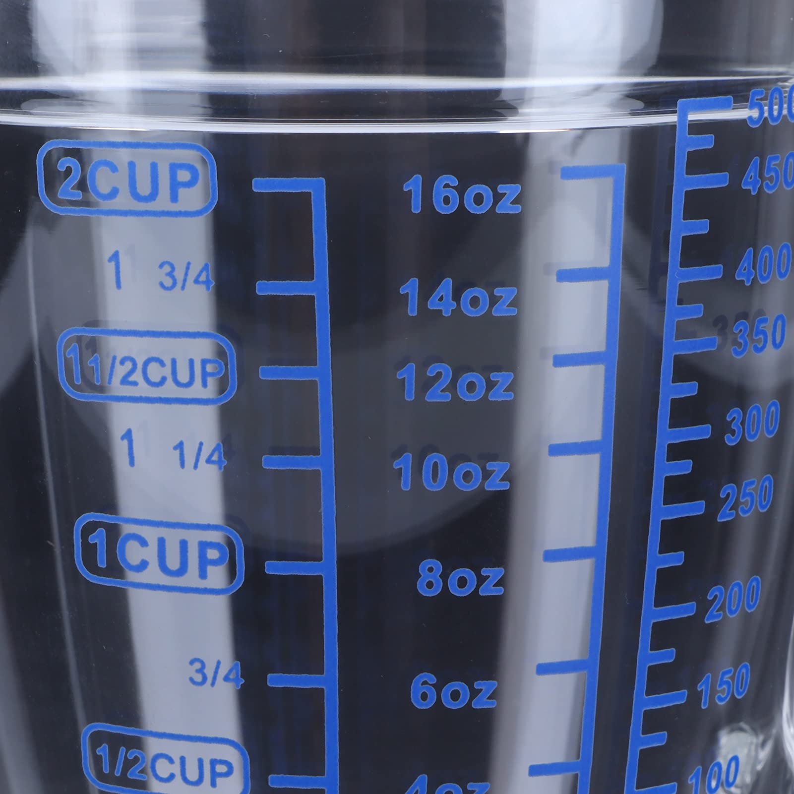 Szklany kubek miarowy, żaroodporny kubek miarowy ze szkła borokrzemianowego z pokrywkami i uchwytem, ​​pomiary uncji, kubka i mililitra, do pomiaru cieczy i suchych(500ml)