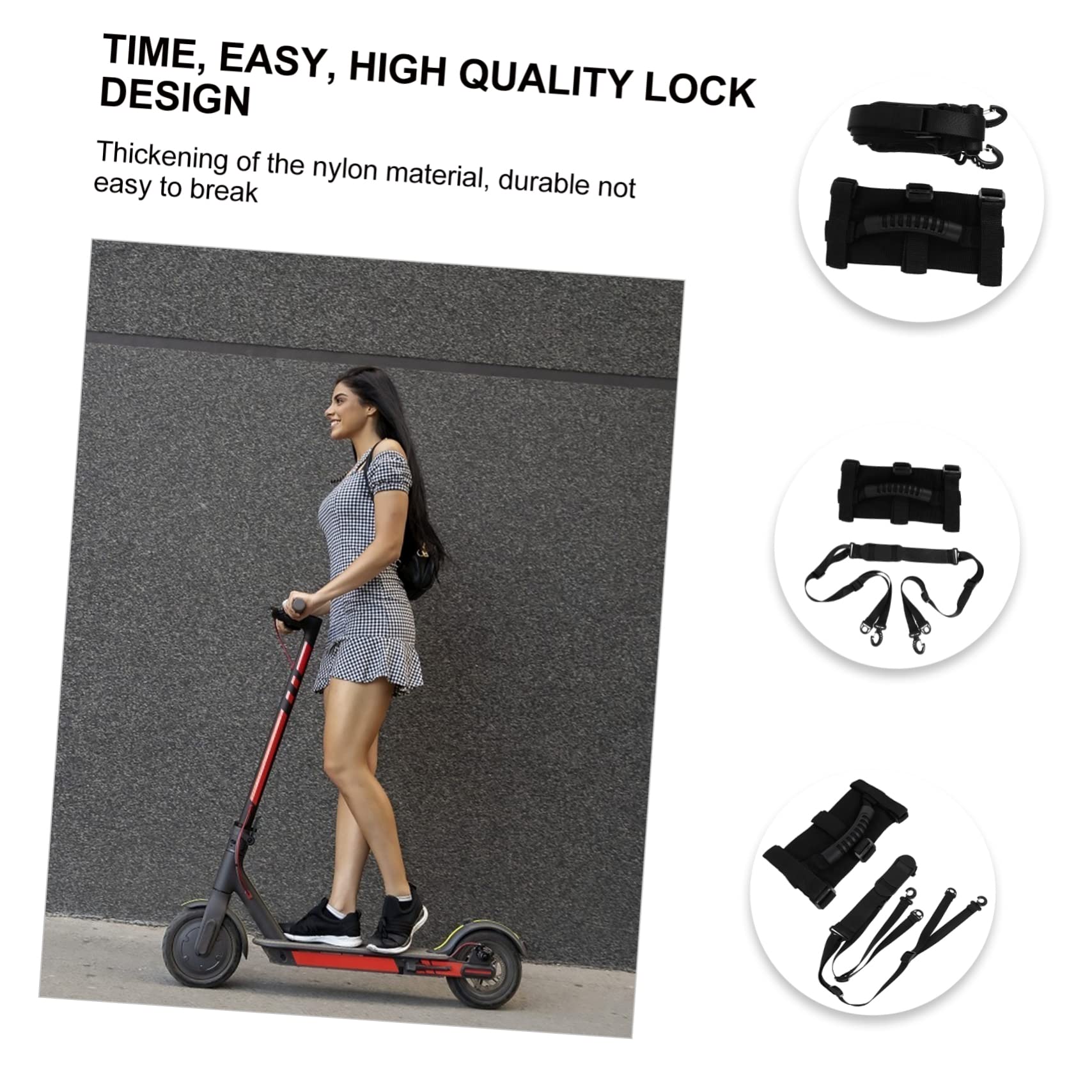 Kisangel 4pièces Sangles De Transport pour Trottinette Électrique De Sangles Réglables avec Poignée Accessoire pour Transport De Trotinettes Vélos Et Plus