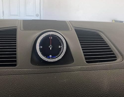 Miniatura 7 de iJDMTOY Cristal Rhinestone Interior Dashboard Analog_Clock Decoración Envolvente Anillo Trim Compatible con Porsche