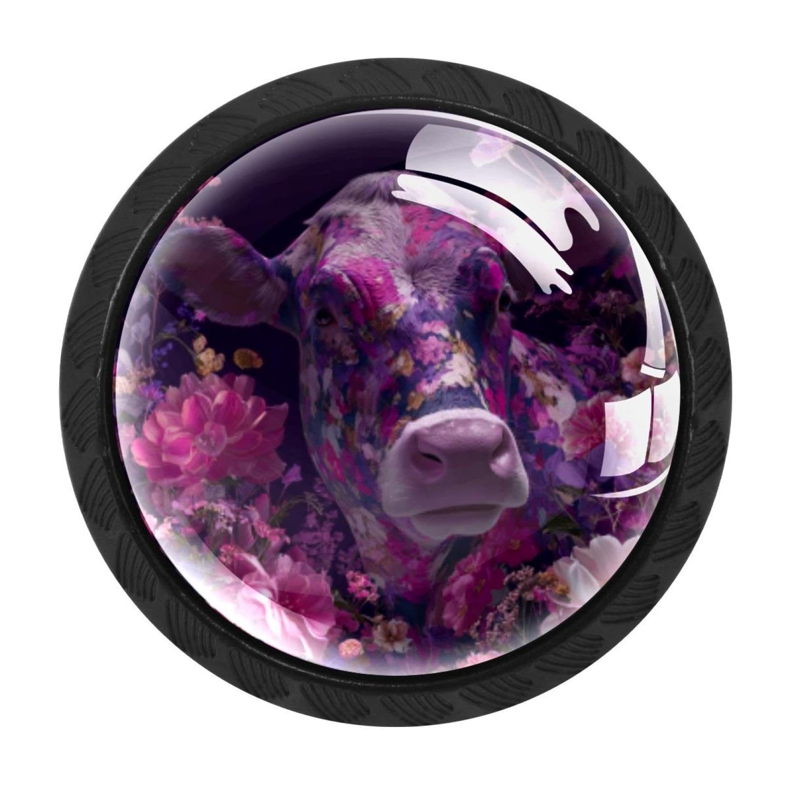 Bouton d'armoire fleur de vache violette, poignée colorée pour rénover un meuble terne