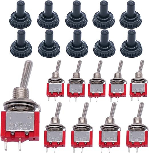 Twidec/10Pcs Mini Toggle Switch SPST 2 Position 2 Pins ON/Off AC 125V 5A Car Boat Switches with Waterproof Cap MTS-101MZ